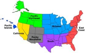 Map of Subud Regions in the USA